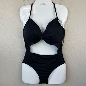 NWT Sundazed Black One Piece Swim Suit Size 36 D